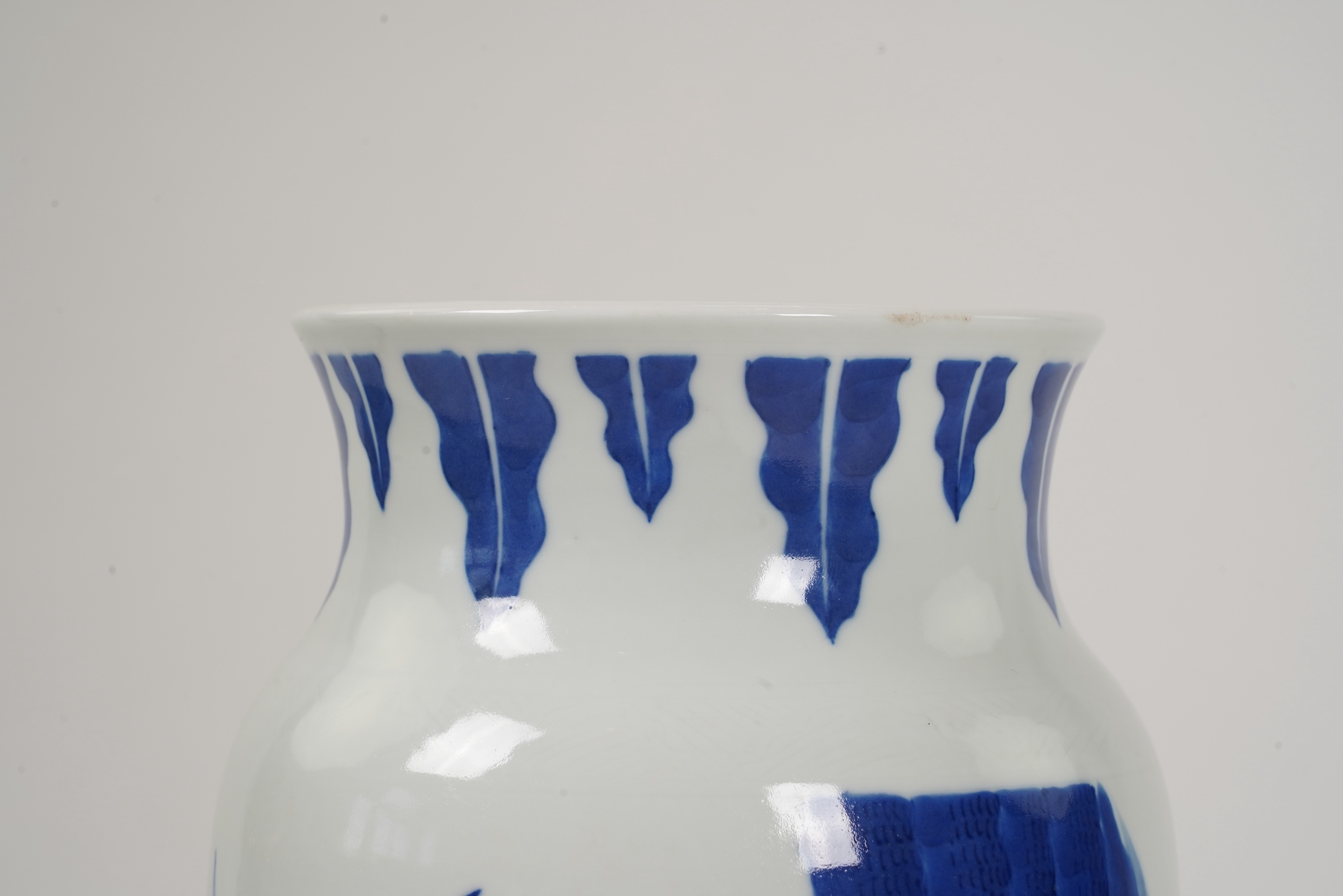 A Chinese blue and white ‘Tan Zi’ rolwagen vase, probably Chongzhen period (1627-1644)
